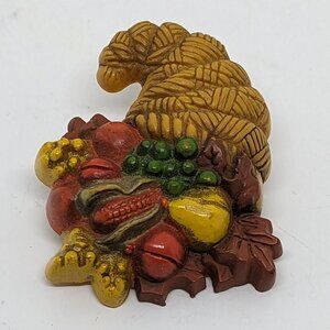 Vintage Hallmark Cornucopia Thanksgiving Brooch Pin